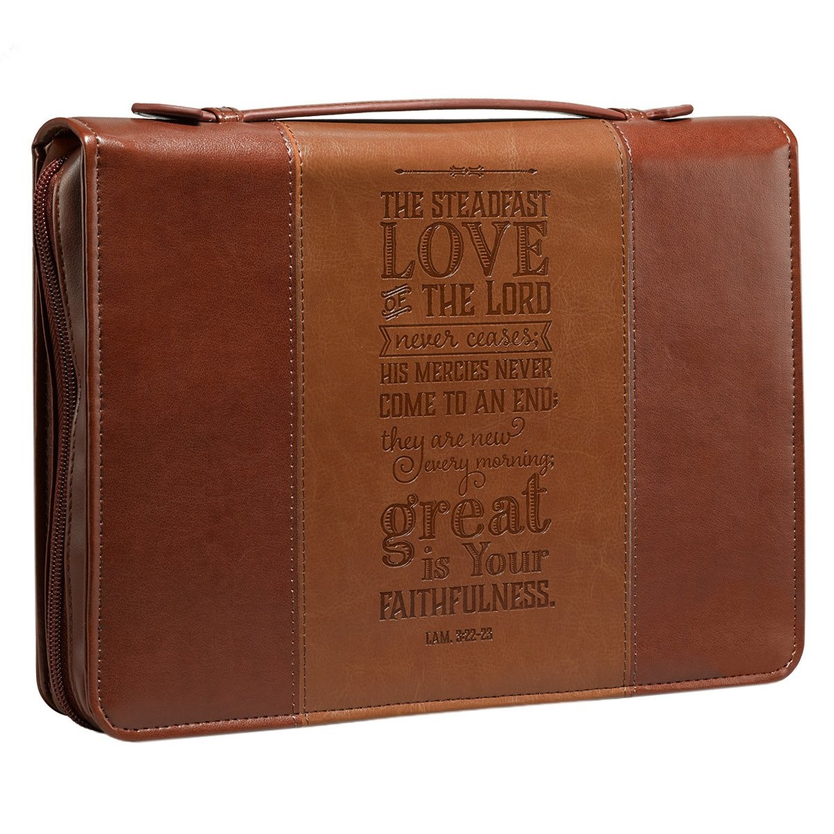 Funda para Biblia Lamentaciones 3:22-23. 2 tonos. Marrón - XL