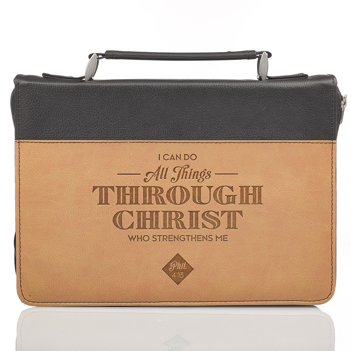 Funda para Biblia Filipenses 4:13. 2 tonos. Marrón - L