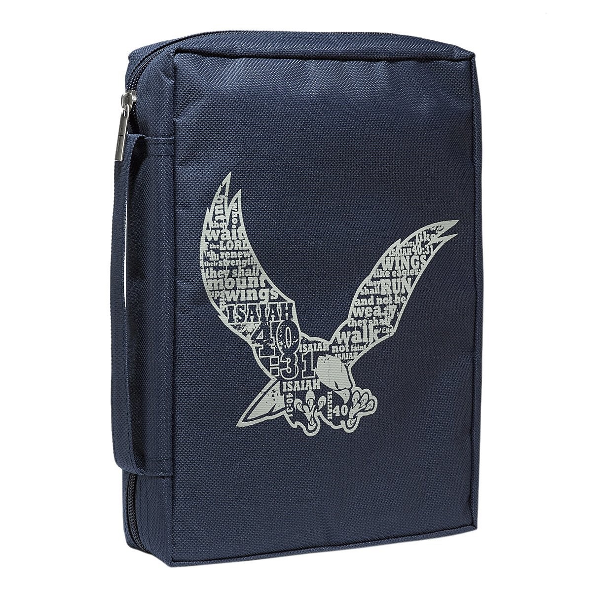 Funda para Biblia Isaías 40:31. Lona. Azul - XL