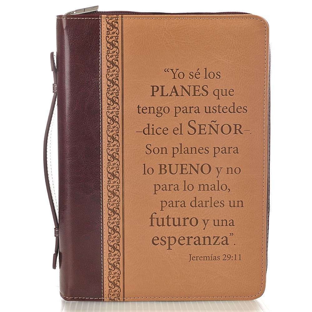 Funda para Biblia Jeremías 29:11. 2 tonos. Marrón - L