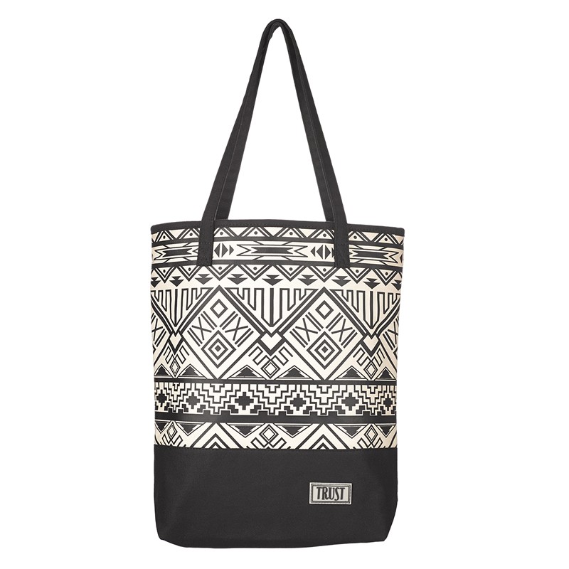 Bolso Trust. Lona estampada. Blanco y negro