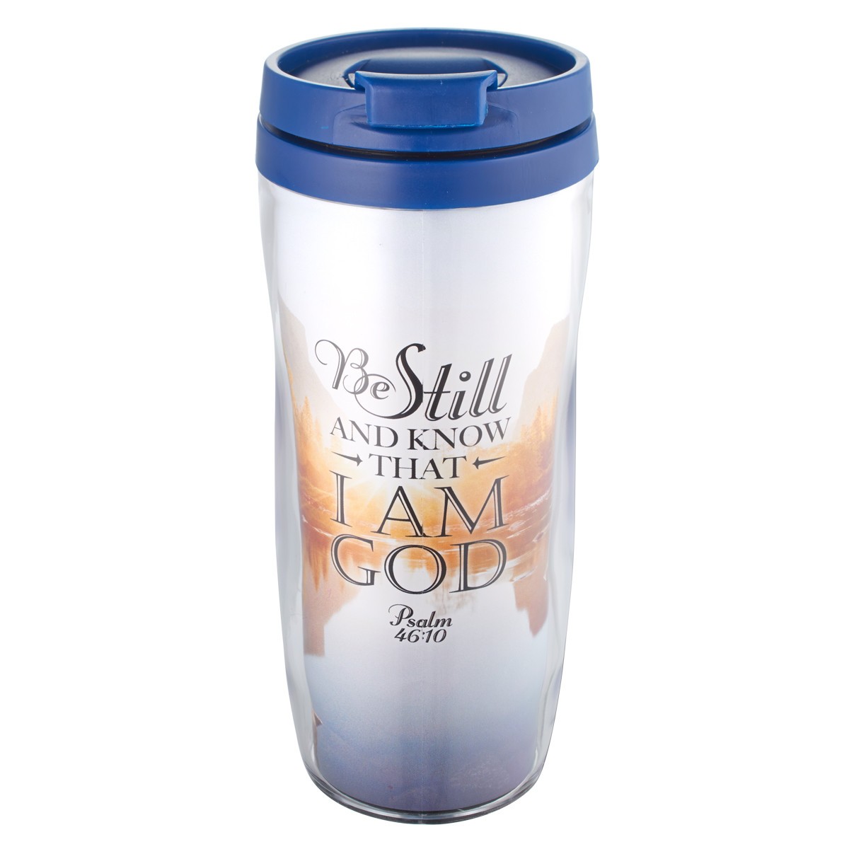 Botella térmica Salmo 46:10. Polímero. Azul