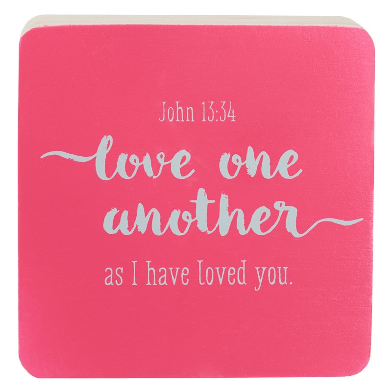Bloque decorativo de madera Juan 13:34