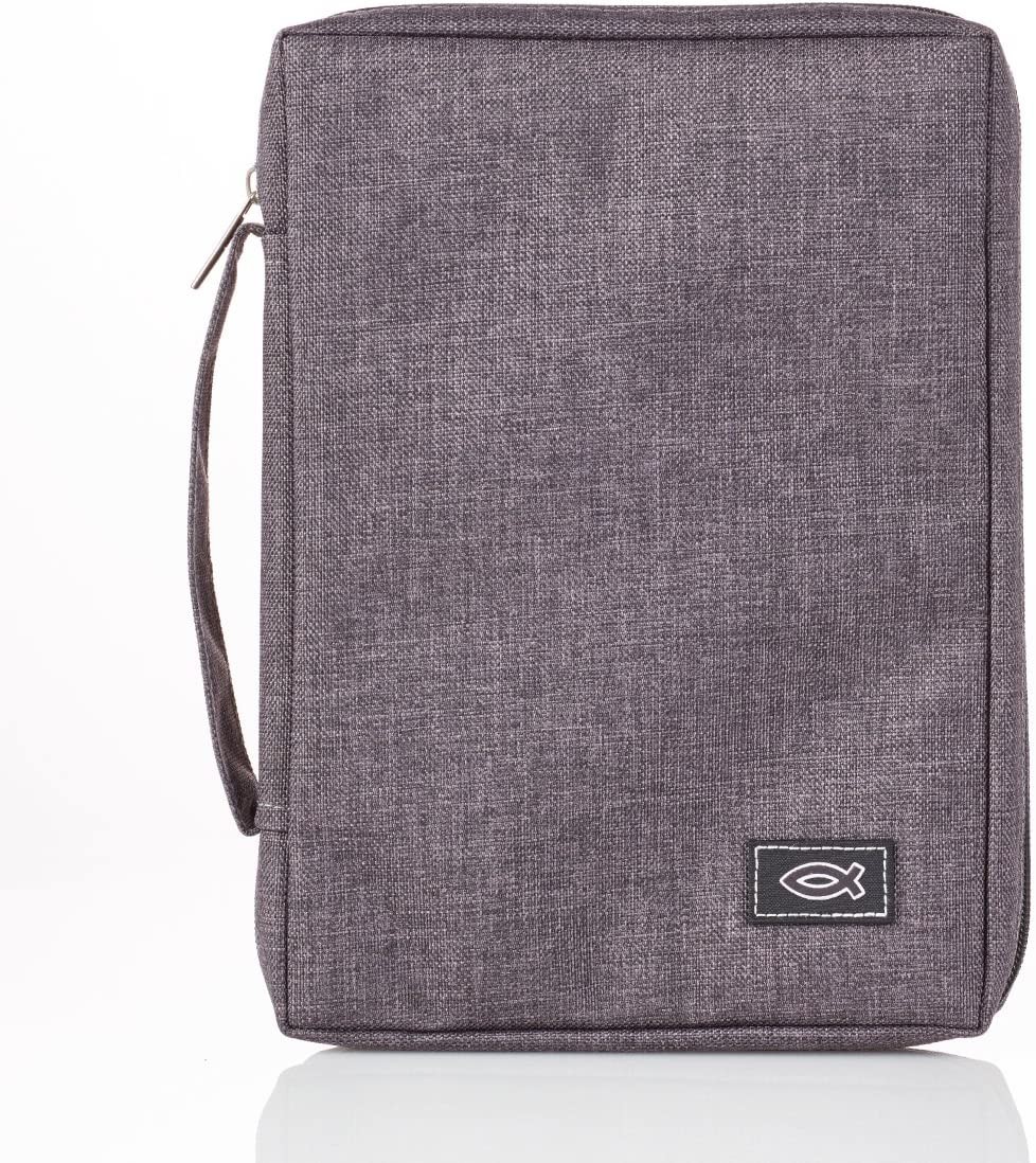 Funda para Biblia Pez. Lona. Gris - XL