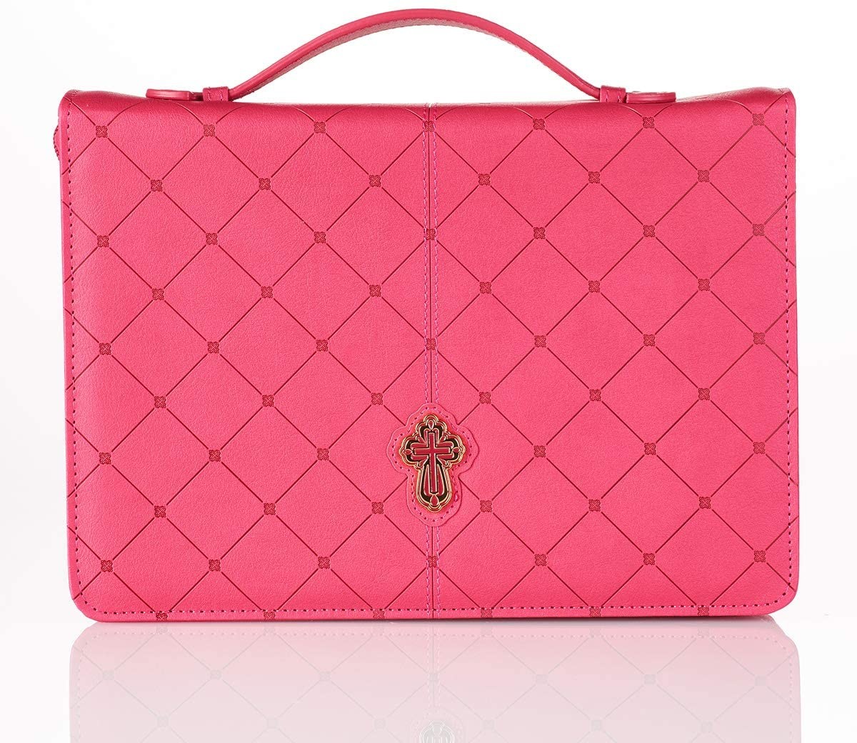 Funda para Biblia Cruz. 2 tonos. Rosa - XL