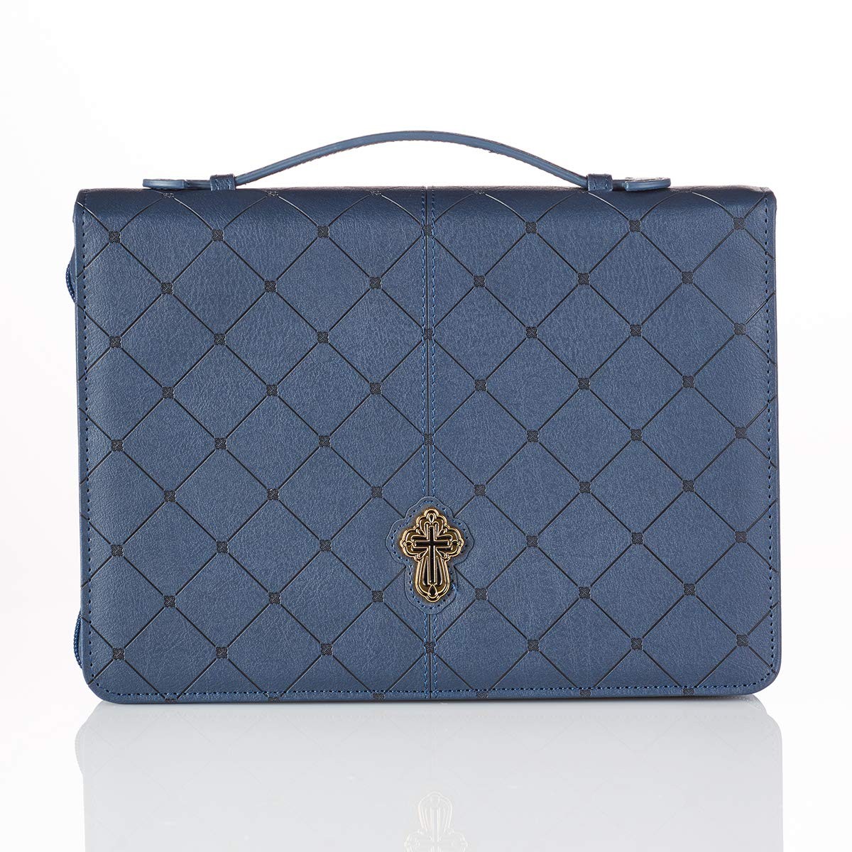 Funda para Biblia Cruz. 2 tonos. Azul - L