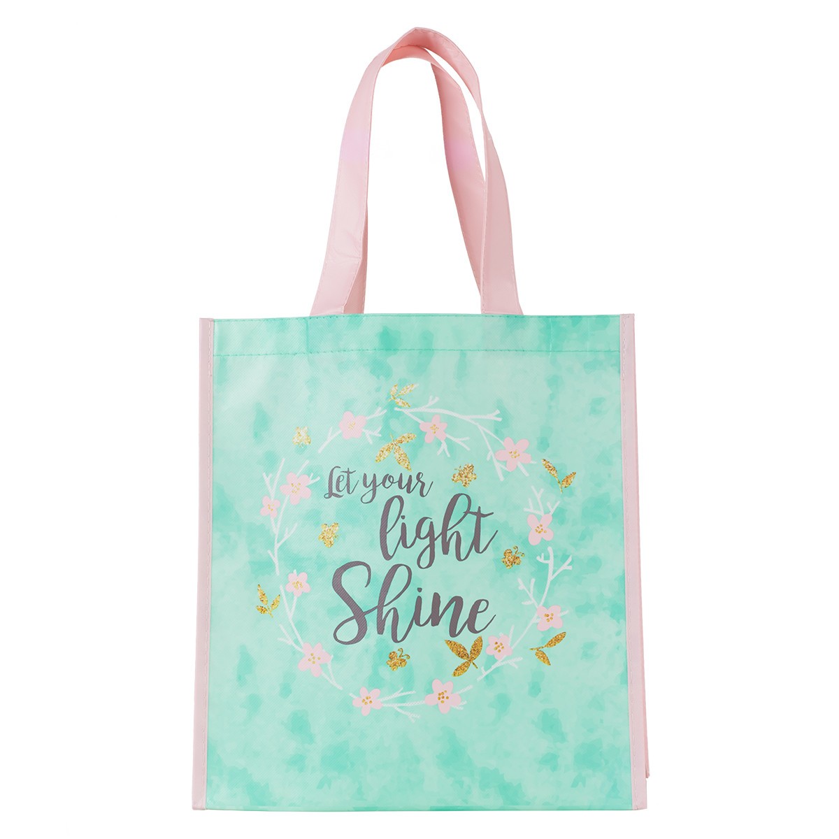 Bolsa Let your light shine. Polipropileno. Turquesa y rosa