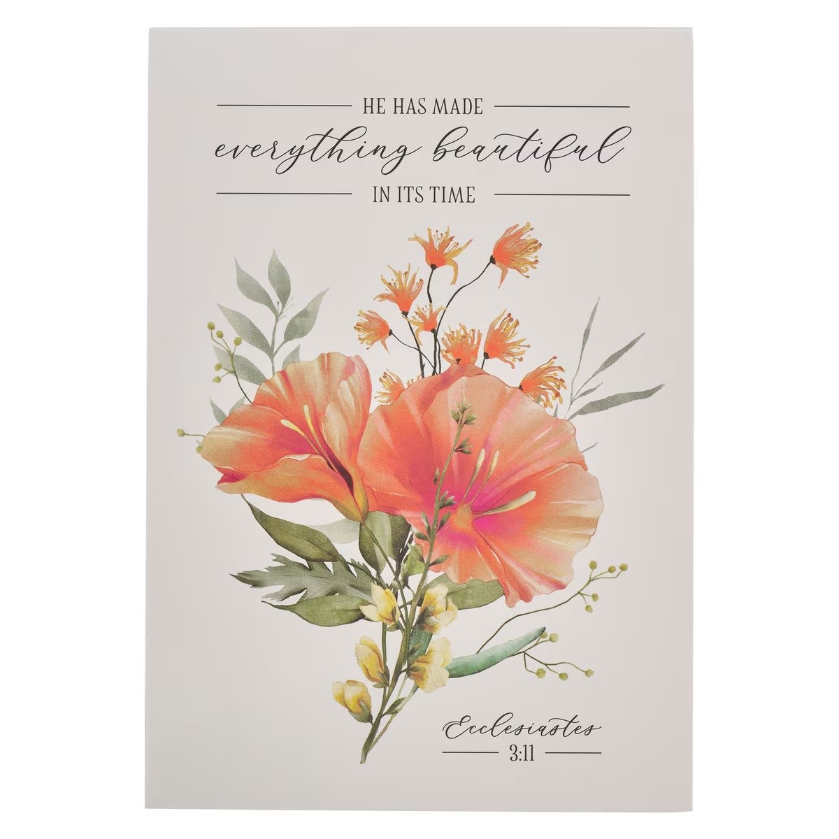 Libreta Everything beautiful (Eclesiastés 3:11). Rústica. Naranja floral (inglés)