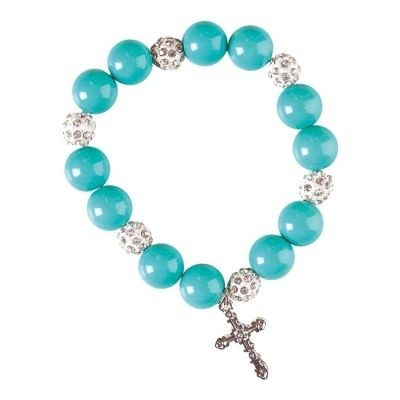 Pulsera Cruz. Estaño. Turquesa