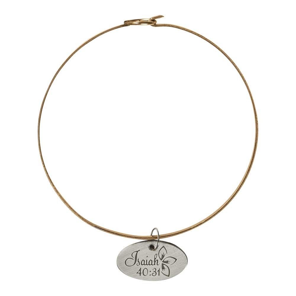 Pulsera Isaías 40:31. Metal. Plateado envejecido (inglés)