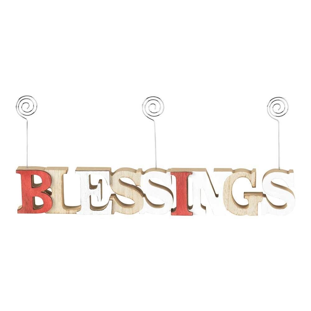 Portafotos con clips Blessings. Madera (inglés)