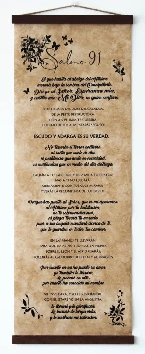 Cuadro enrollable Salmo 91. Vinilo