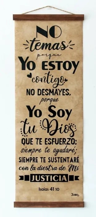 Cuadro enrollable No temas (Isaías 41:10). Vinilo