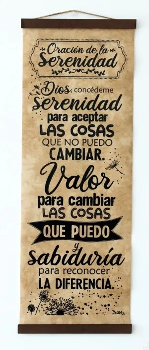 Cuadro enrollable Oración de la serenidad. Vinilo