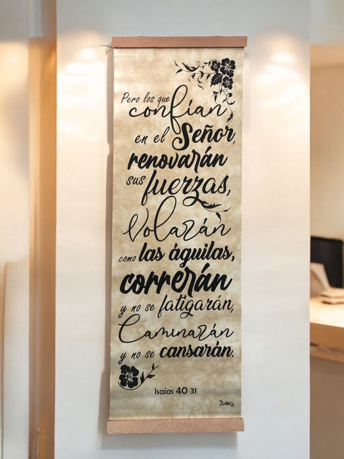 Cuadro enrollable Los que confían (Isaías 40:31). Vinilo