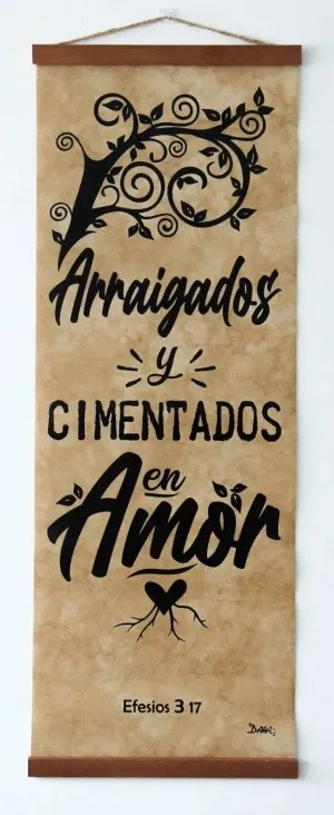 Cuadro enrollable Arraigados (Efesios 3:17). Vinilo