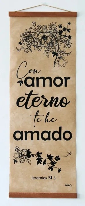 Cuadro enrollable Con amor eterno (Jeremías 31:3). Vinilo