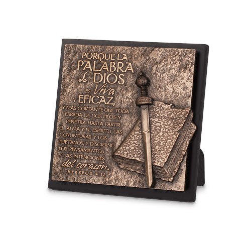 Placa sobremesa La Palabra de Dios. Piedra artificial/MDF