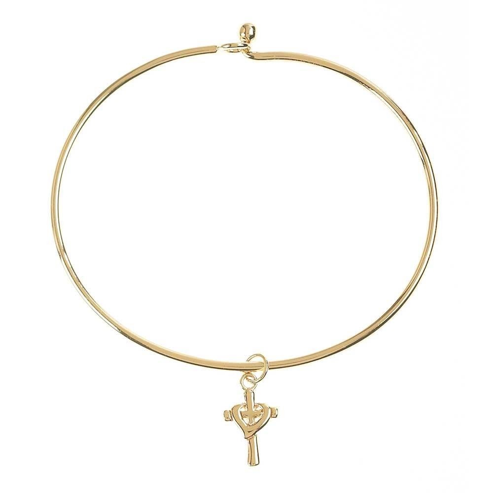 Pulsera Cruz y corazón. Metal. Dorado