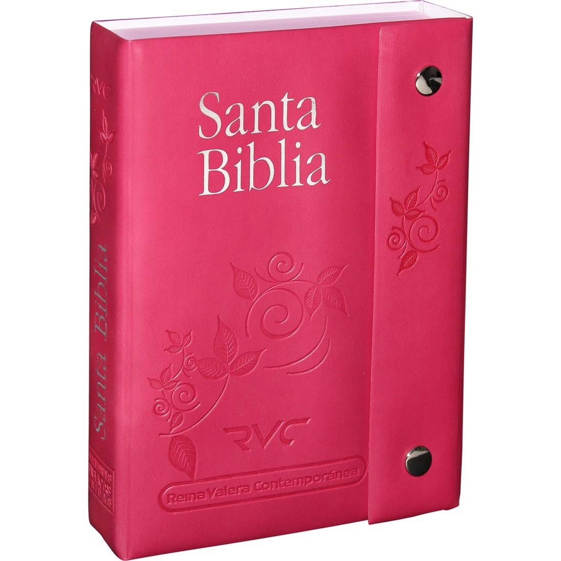 Biblia fuente de bendición. Bolsillo. Letra grande. 2 tonos. Rosa. Broche - RVC