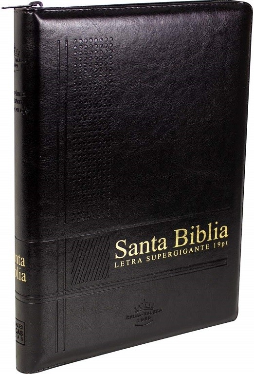 Biblia grande. Letra súper gigante. Imitación piel. Negro. Cremallera. Índice - RVR60