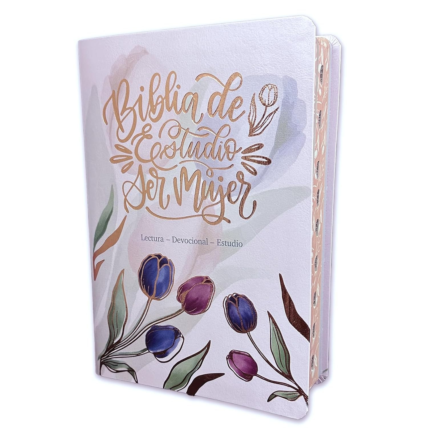 Bibla de estudio Ser Mujer. 2 tonos. Rosa floral. Índice - RVR60