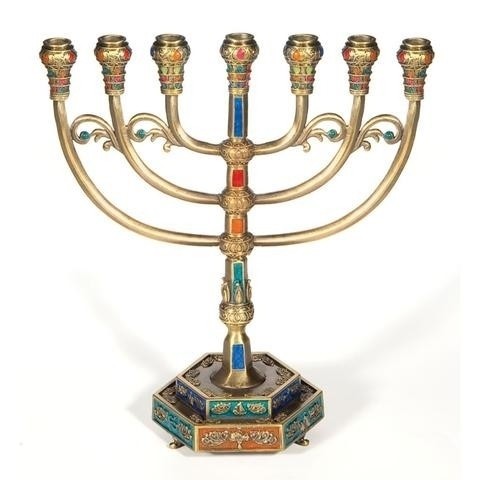 Candelabro 12 tribus. Base hexagonal. Color