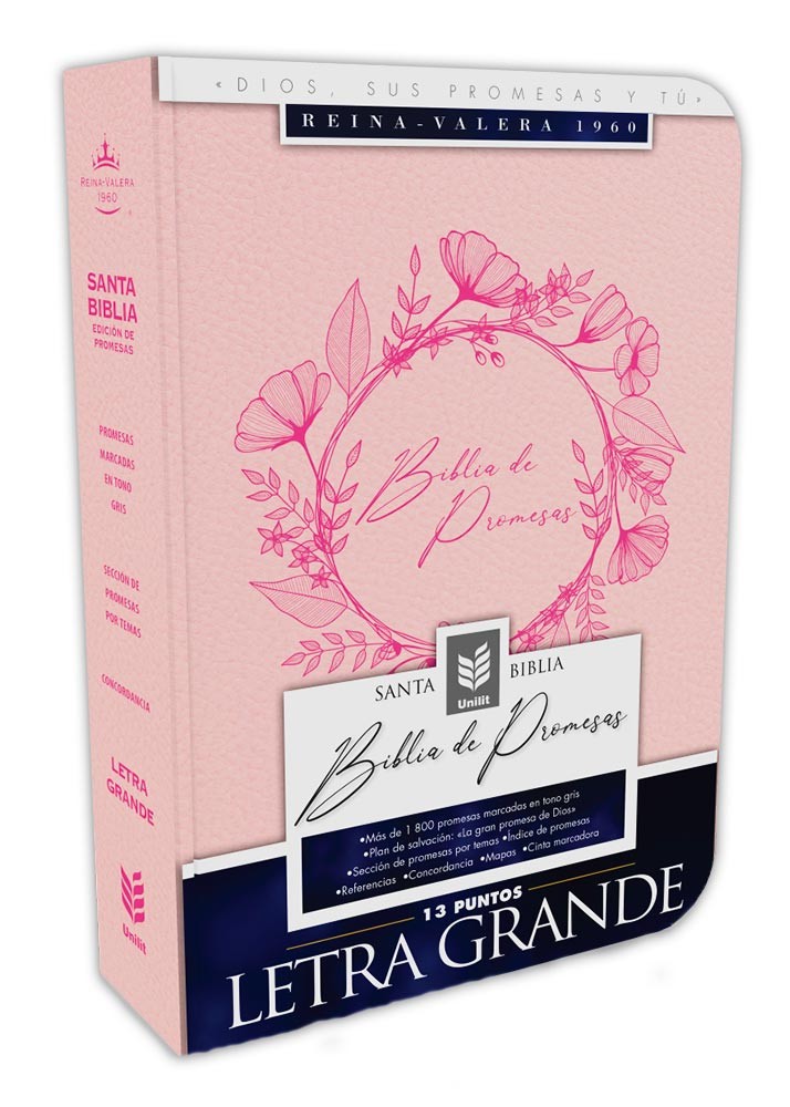 Biblia de promesas. Letra grande. 2 tonos. Rosa moderno. Índice - RVR60