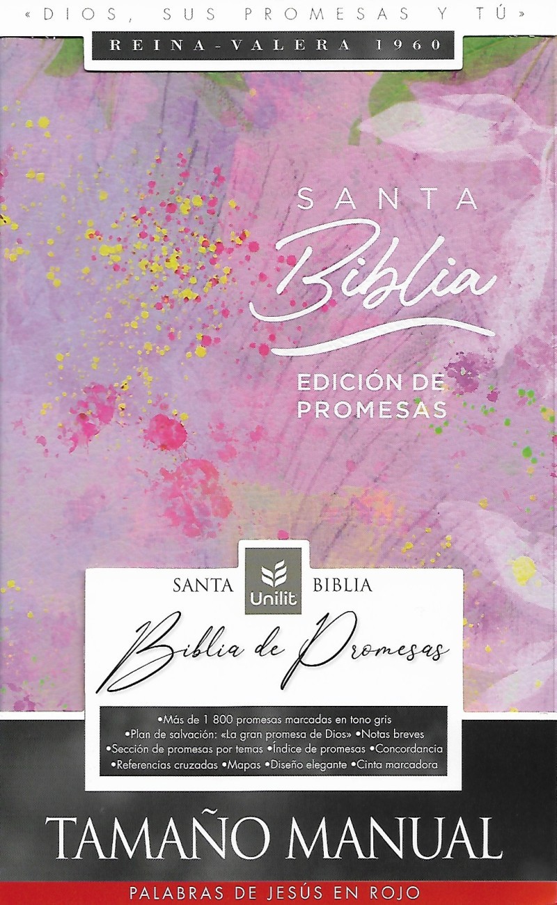 Biblia de promesas. Manual. Letra grande. 2 tonos. Rosa floral. Cremallera. Índice - RVR60