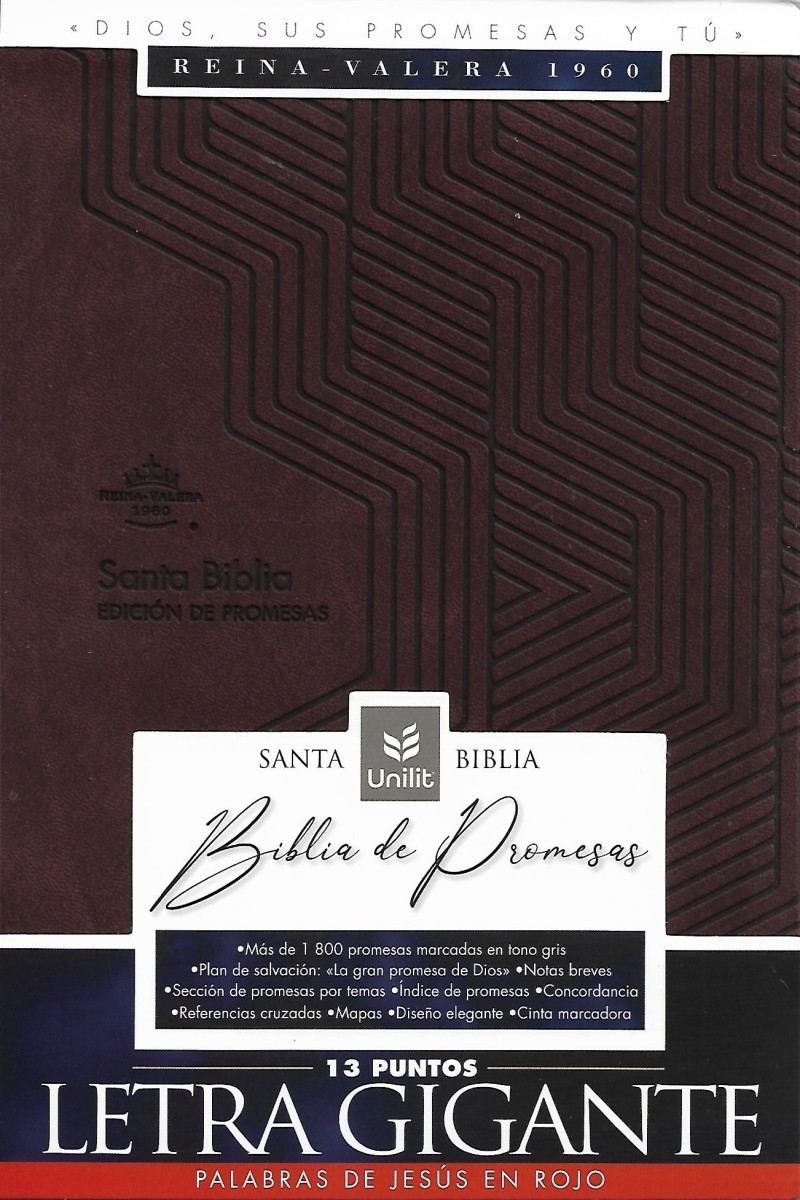 Biblia de promesas. Grande. Letra gigante. 2 tonos.Marrón. Cremallera. Índice - RVR60