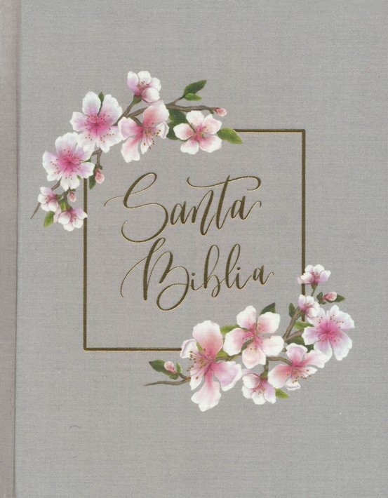 Biblia edición artística. Tapa dura entelada. Gris floral - NBLA