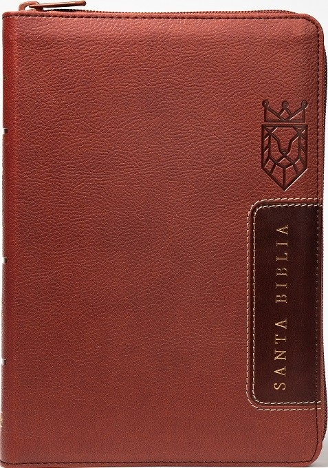 Biblia manual. Letra grande. 2 tonos. Marrón. Cremallera. Índice - RVR60