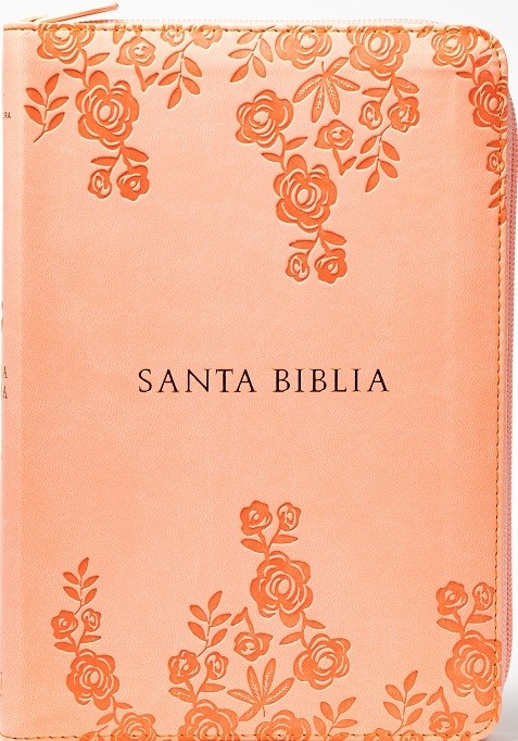 Biblia manual. Letra grande. 2 tonos. Coral. Cremallera. Índice - RVR60