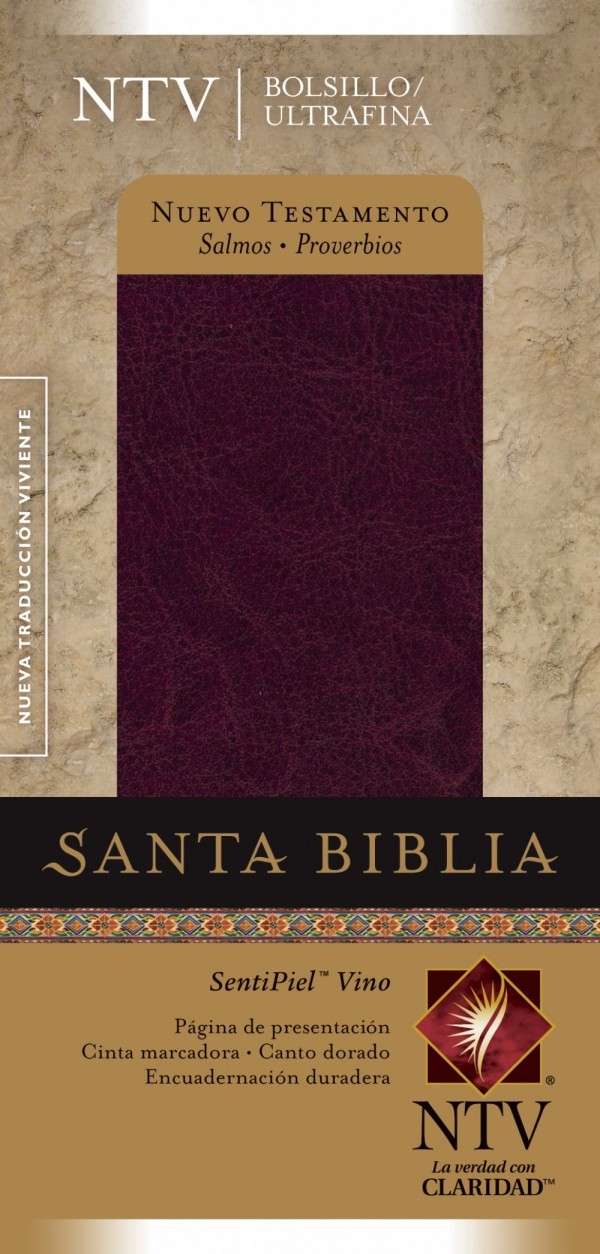 Nuevo Testamento. Bolsillo. Ultrafino. Salmos y Proverbios. Imitación piel. Rojizo - NTV