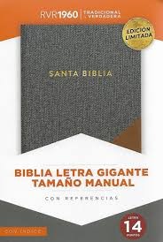 Biblia manual. Letra grande. 2 tonos. Gris/café. Índice - RVR60