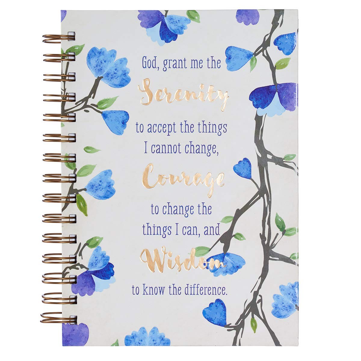 Diario Serenity Prayer. Tapa dura. Flores. Anillado