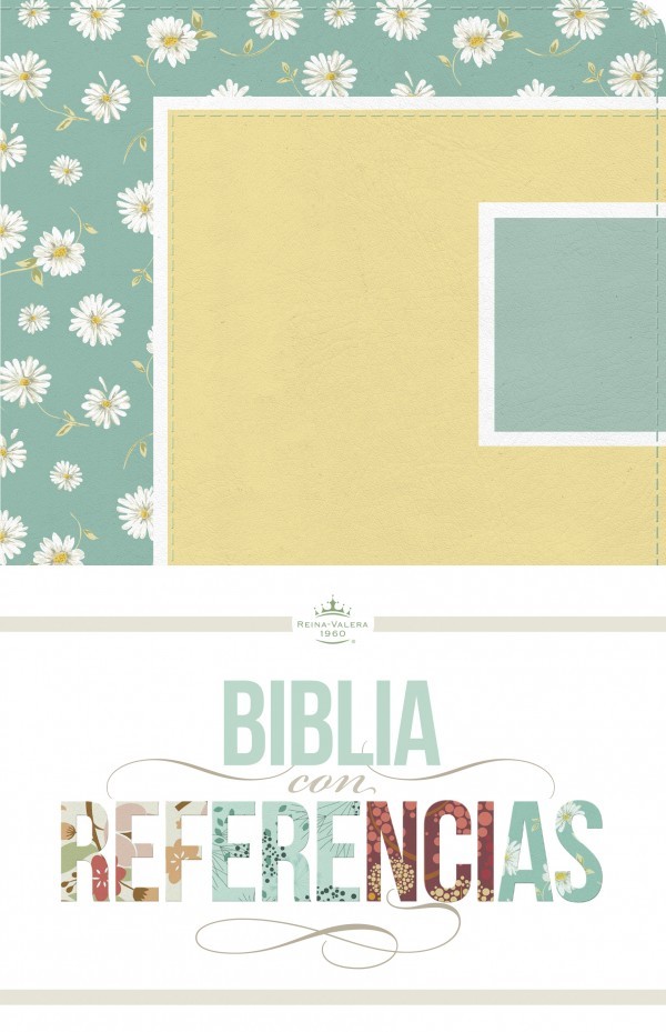 RVR 1960 Biblia con Referencias, margaritas, turquesa/amarillo símil piel