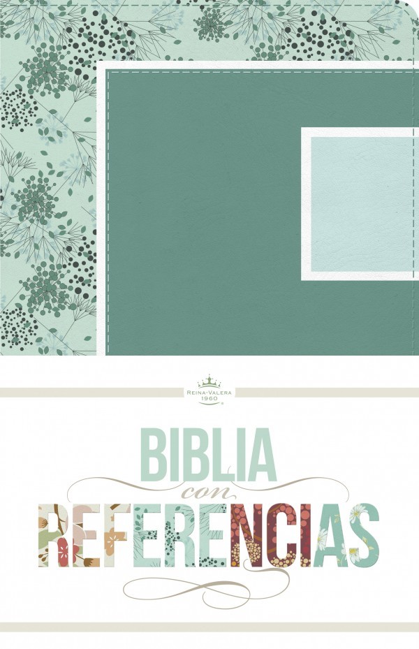 RVR 1960 Biblia con Referencias, abstracto, verde mar/celeste símil piel