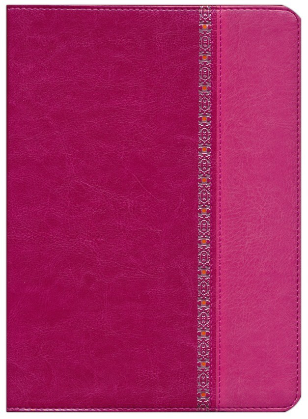 RVR 1960 Biblia de Estudio Holman, fucsia/rosado con filigrana símil piel, con índice