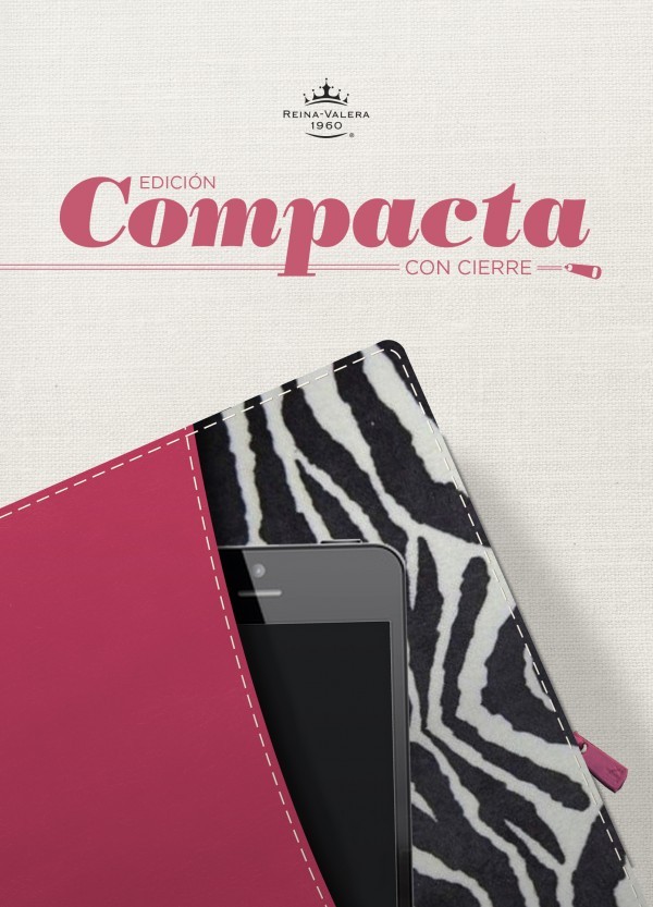 RVR 1960 Biblia, Edición Compacta con cierre, fucsia/cebra símil piel