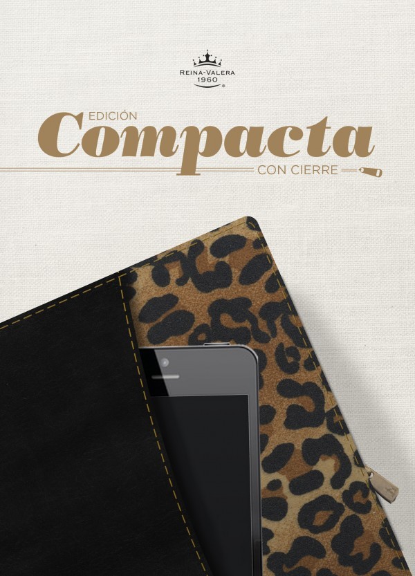 RVR 1960 Biblia, Edición Compacta con cierre, negro/leopardo símil piel
