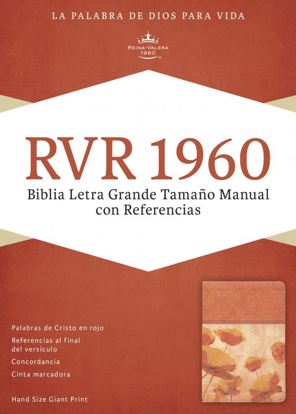 RVR 1960 Biblia Letra Grande Tamaño Manual con Referencias, damasco/coral símil piel