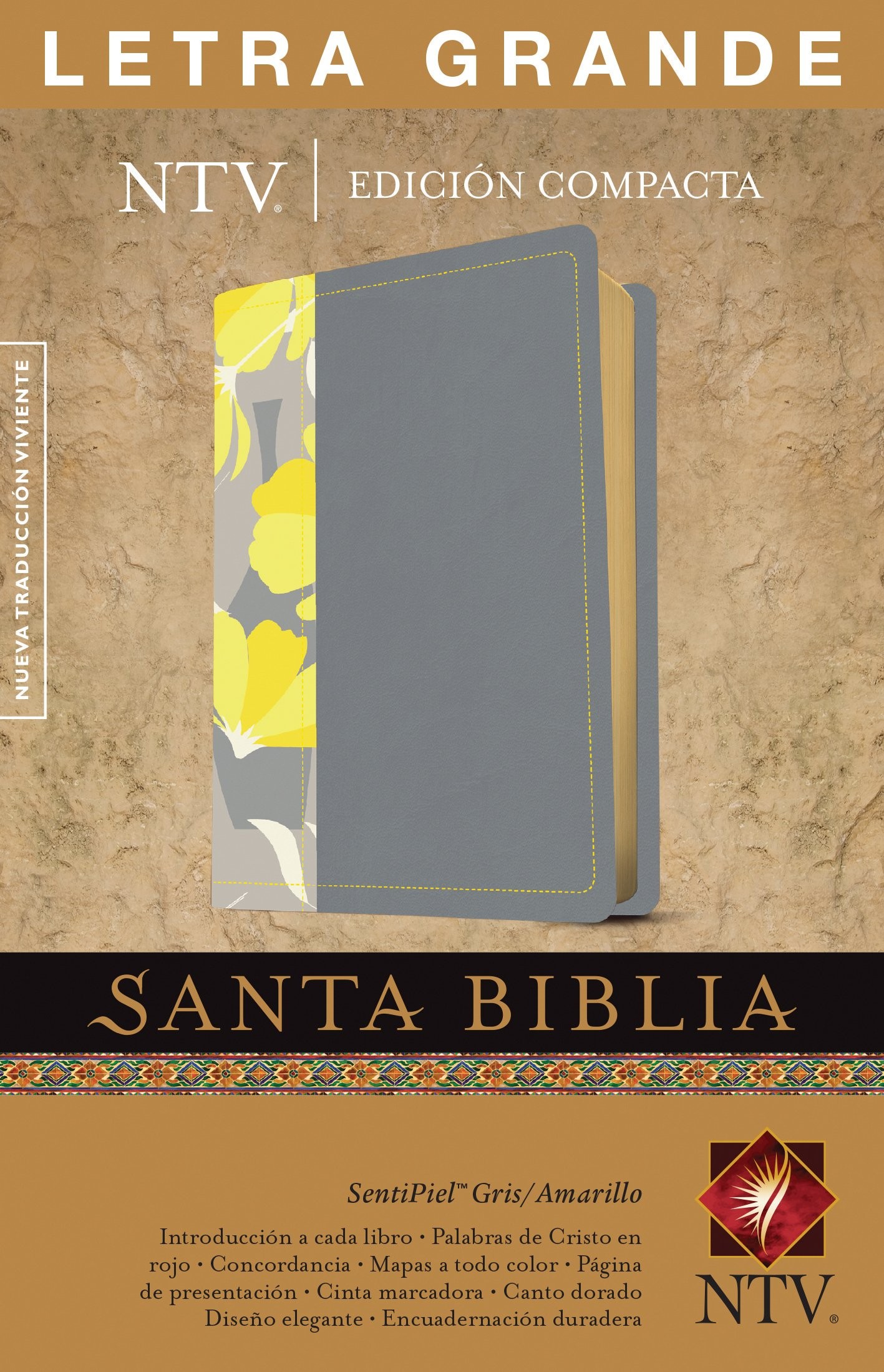 Biblia compacta. Letra grande. 2 tonos. Gris/amarillo - NTV