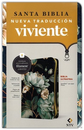 Biblia manual. Ultrafina. 2 tonos. Floral. Cremallera - NTV