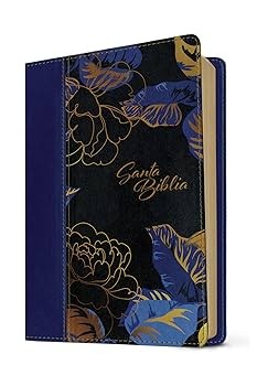Biblia manual. Letra grande. 2 tonos. Azul oscuro floral - NTV