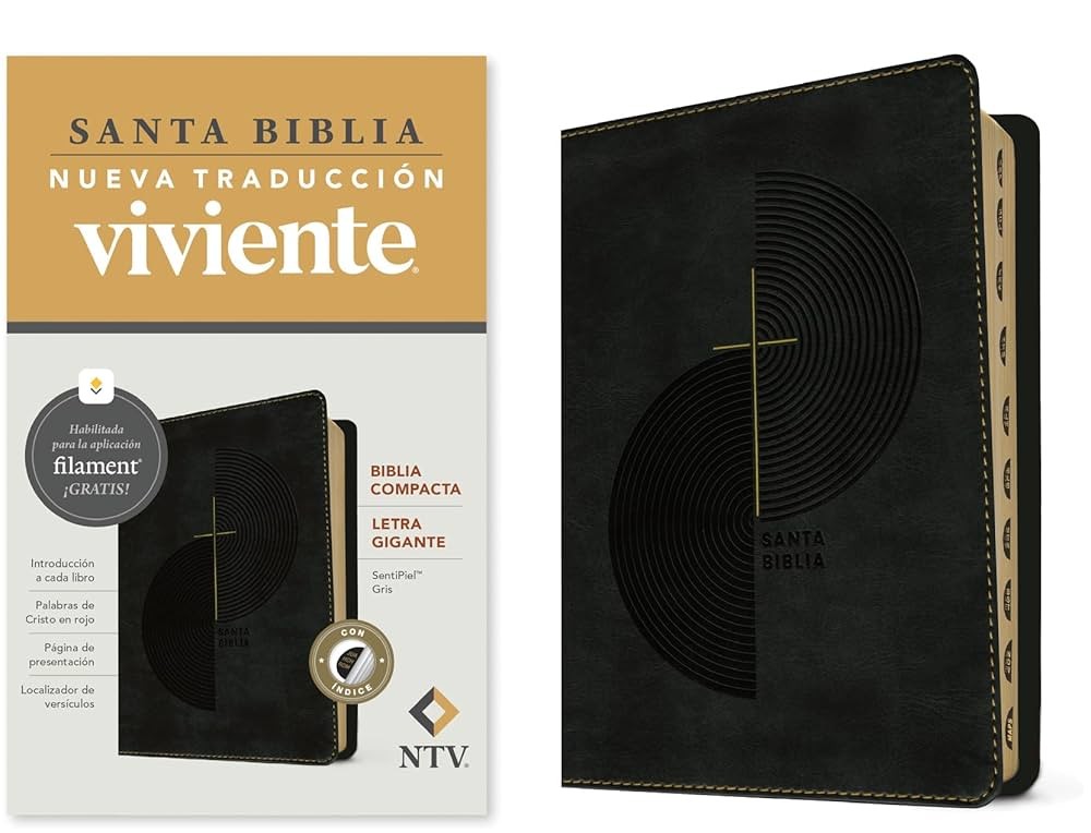 Biblia compacta. Letra gigante. Imitación piel. Gris. Índice - NTV