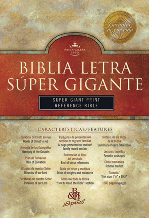 RVR 1960 Biblia Letra Súper Gigante Púlpito con Referencias, negro piel fabricada acolchado