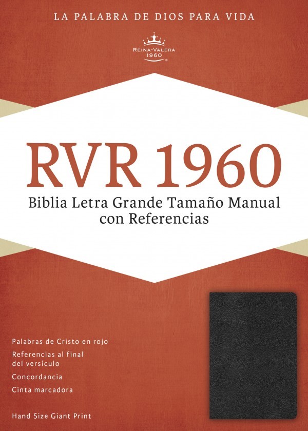 RVR 1960 Biblia Letra Grande Tamaño Manual, negro imitación piel con índice