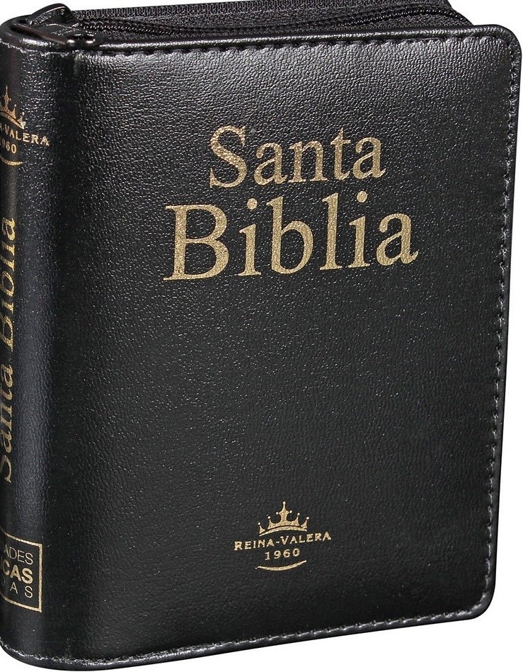 Biblia bolsillo. Letra grande. Imitación piel. Negro. Cremallera. Índice - RVR60