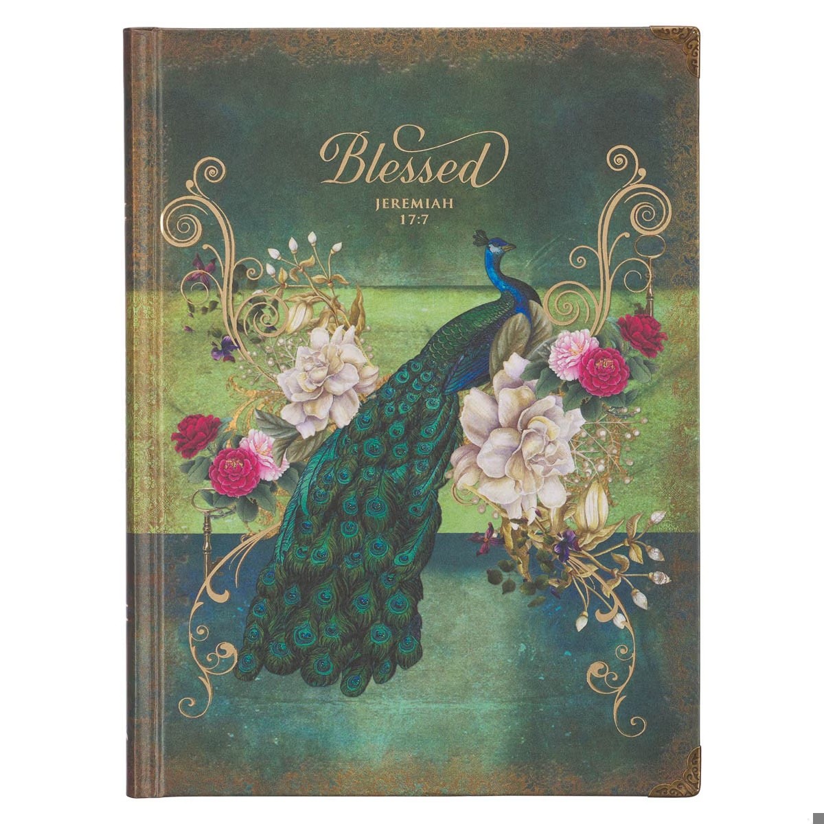 Diario Blessed (Jeremía 17:7). Tapa dura. Verde floral (inglés)